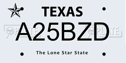 A25BZD Texas License Plate