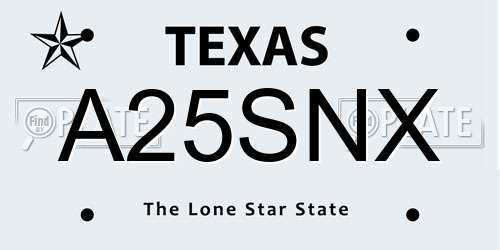 A25SNX Texas License Plate