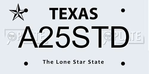 A25STD Texas License Plate