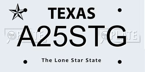 A25STG Texas License Plate