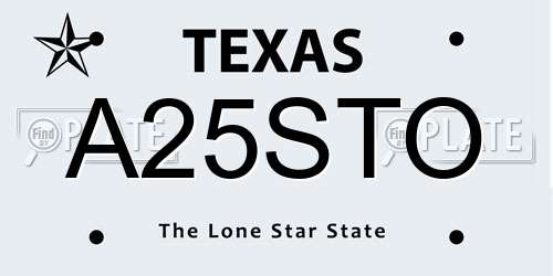A25STO Texas License Plate