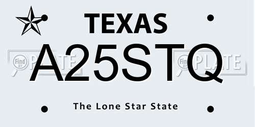 A25STQ Texas License Plate