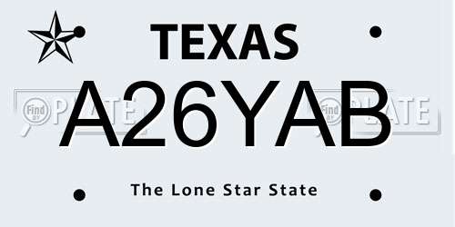 A26YAB Texas License Plate