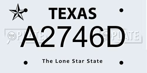 A2746D Texas License Plate