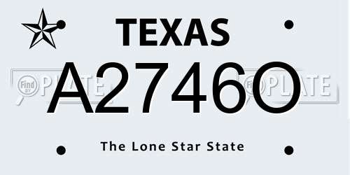 A2746O Texas License Plate