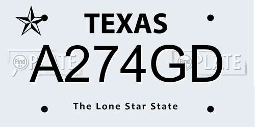 A274GD Texas License Plate