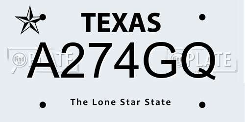 A274GQ Texas License Plate