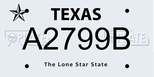 A2799B Texas License Plate