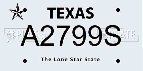 A2799S Texas License Plate