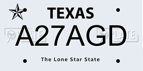 A27AGD Texas License Plate