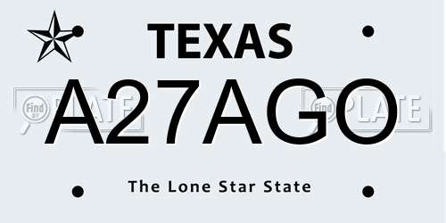 A27AGO Texas License Plate