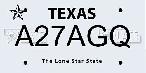 A27AGQ Texas License Plate