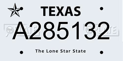 A285132 Texas License Plate