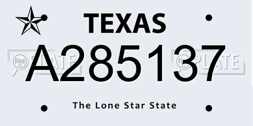 A285137 Texas License Plate