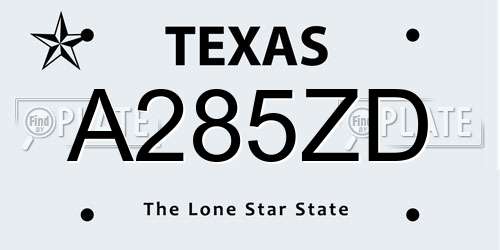 A285ZD Texas License Plate