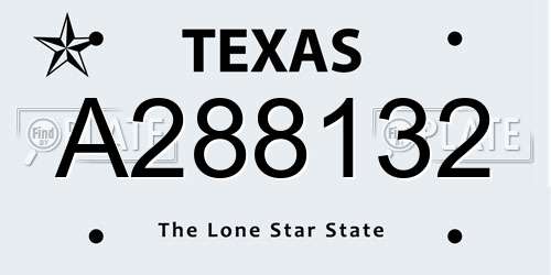 A288132 Texas License Plate