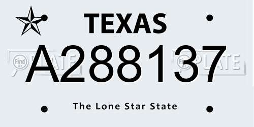 A288137 Texas License Plate