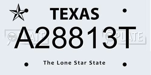 A28813T Texas License Plate