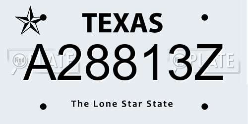 A28813Z Texas License Plate