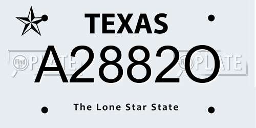 A2882O Texas License Plate