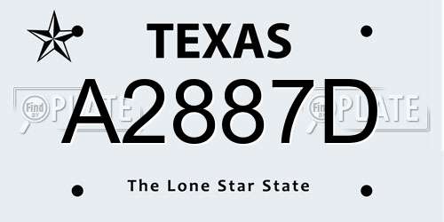 A2887D Texas License Plate