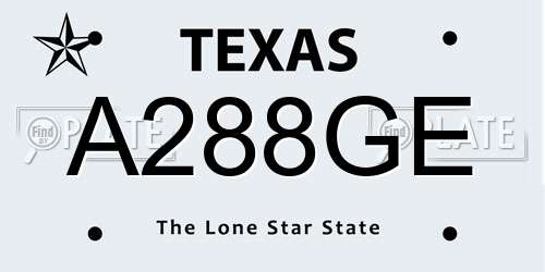 A288GE Texas License Plate