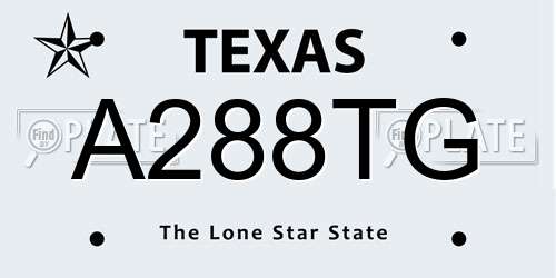 A288TG Texas License Plate