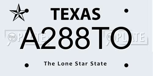A288TO Texas License Plate