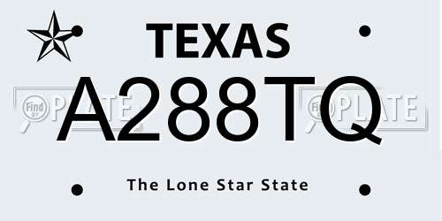A288TQ Texas License Plate