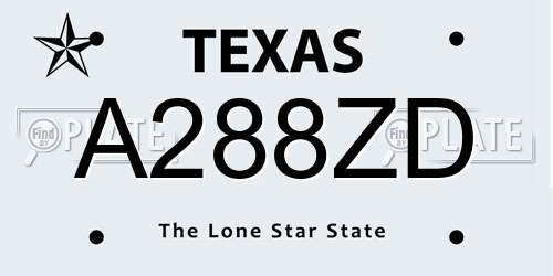 A288ZD Texas License Plate