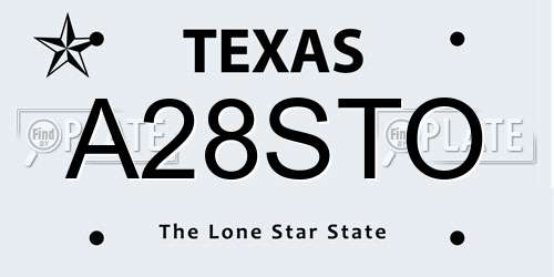 A28STO Texas License Plate