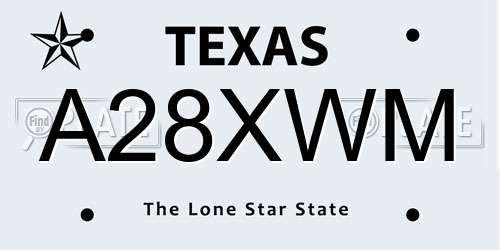A28XWM Texas License Plate