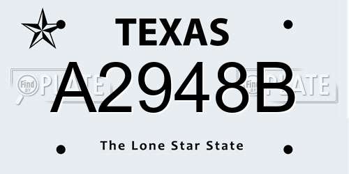 A2948B Texas License Plate