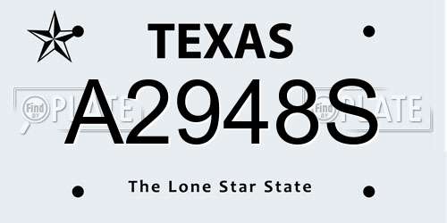 A2948S Texas License Plate