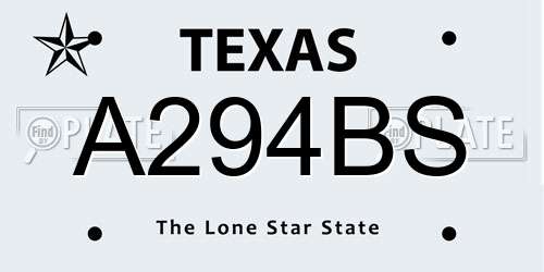 A294BS Texas License Plate