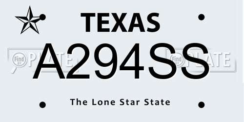 A294SS Texas License Plate