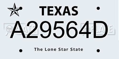 A29564D Texas License Plate