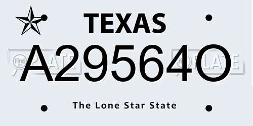 A29564O Texas License Plate