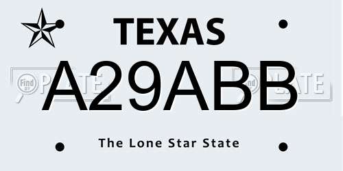 A29ABB Texas License Plate