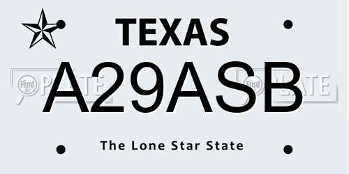 A29ASB Texas License Plate