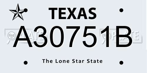 A30751B Texas License Plate