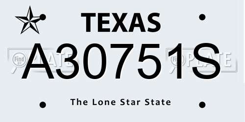 A30751S Texas License Plate