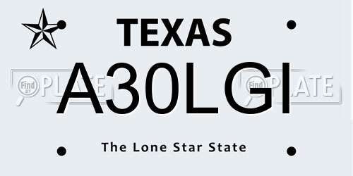 A30LGI Texas License Plate