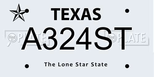 A324ST Texas License Plate