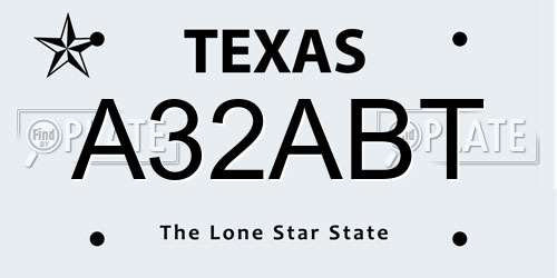 A32ABT Texas License Plate