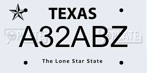 A32ABZ Texas License Plate