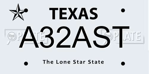 A32AST Texas License Plate