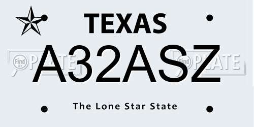 A32ASZ Texas License Plate