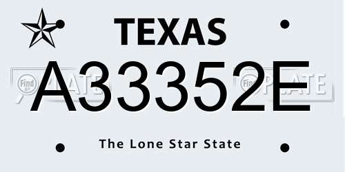 A33352E Texas License Plate