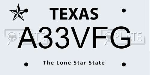 A33VFG Texas License Plate